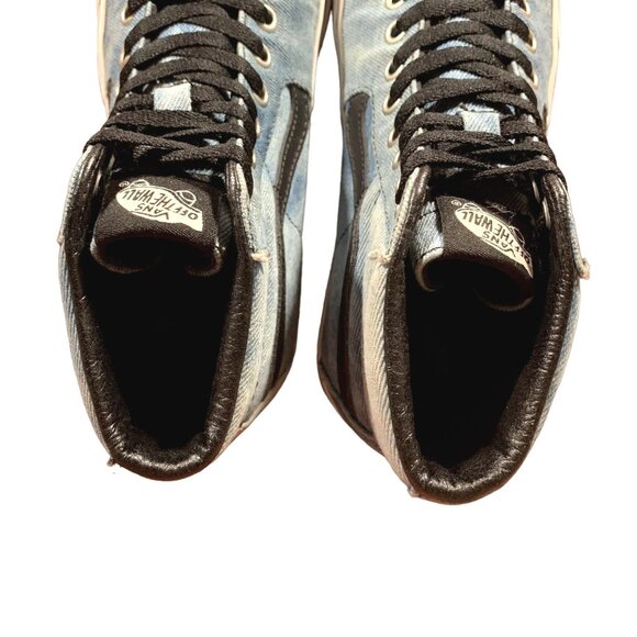 Vans Sneakers Womens Size 6 Blue Denim Acid Wash Patches High Top Skater Shoes - Picture 8 of 13